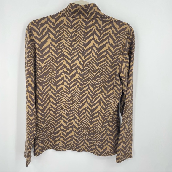 J. McLaughlin Brown Zebra Print Bedford Catalina Quarter Zip Pullover Top L - Picture 4 of 7